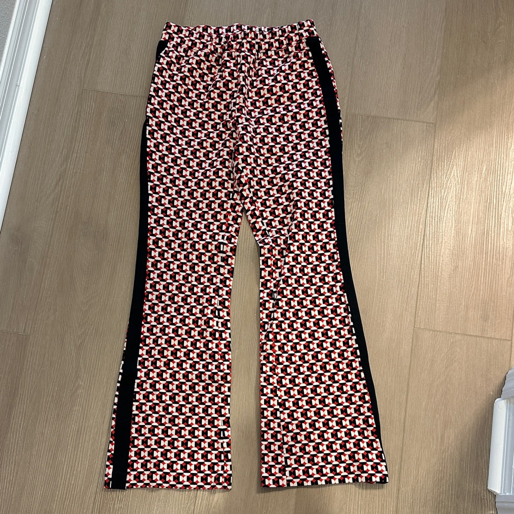Anthropologie Maeve Red and Black Geometric Pants